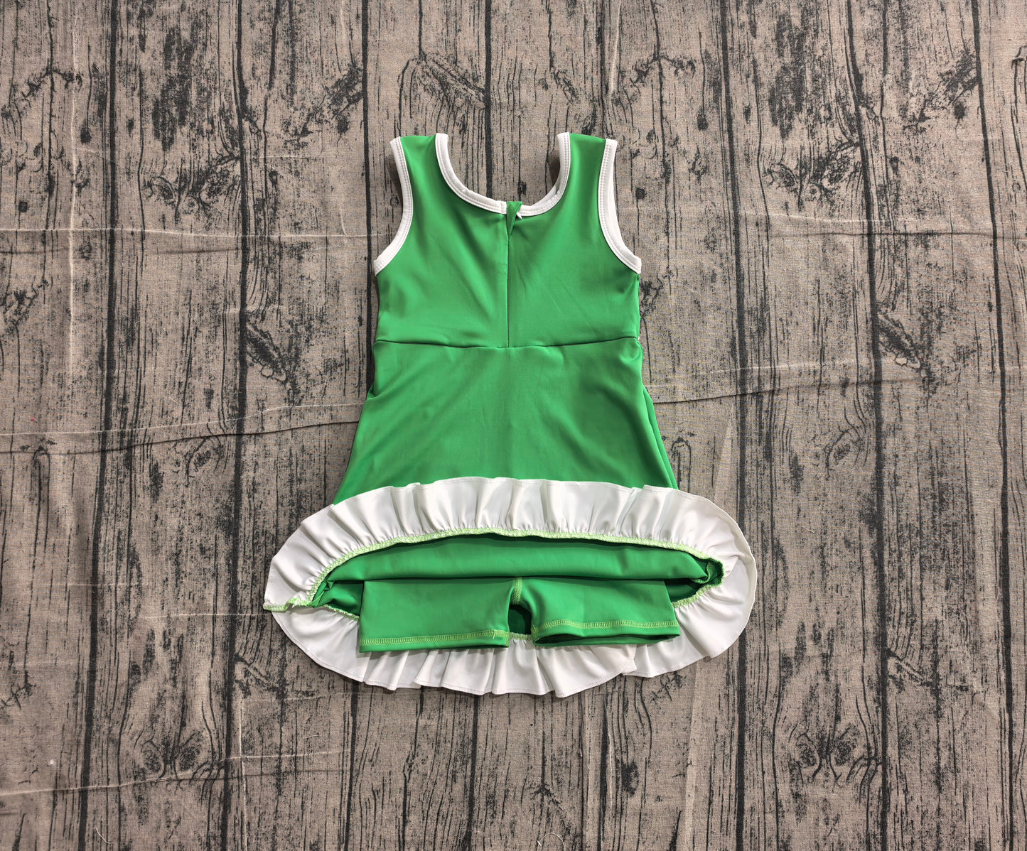 Baby Girls Green White Sleeveless Yoga Active Short Knee Length Dress