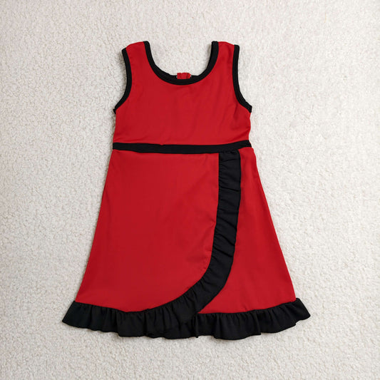 Baby Girls Red Black Sleeveless Yoga Active Short Knee Length Dress