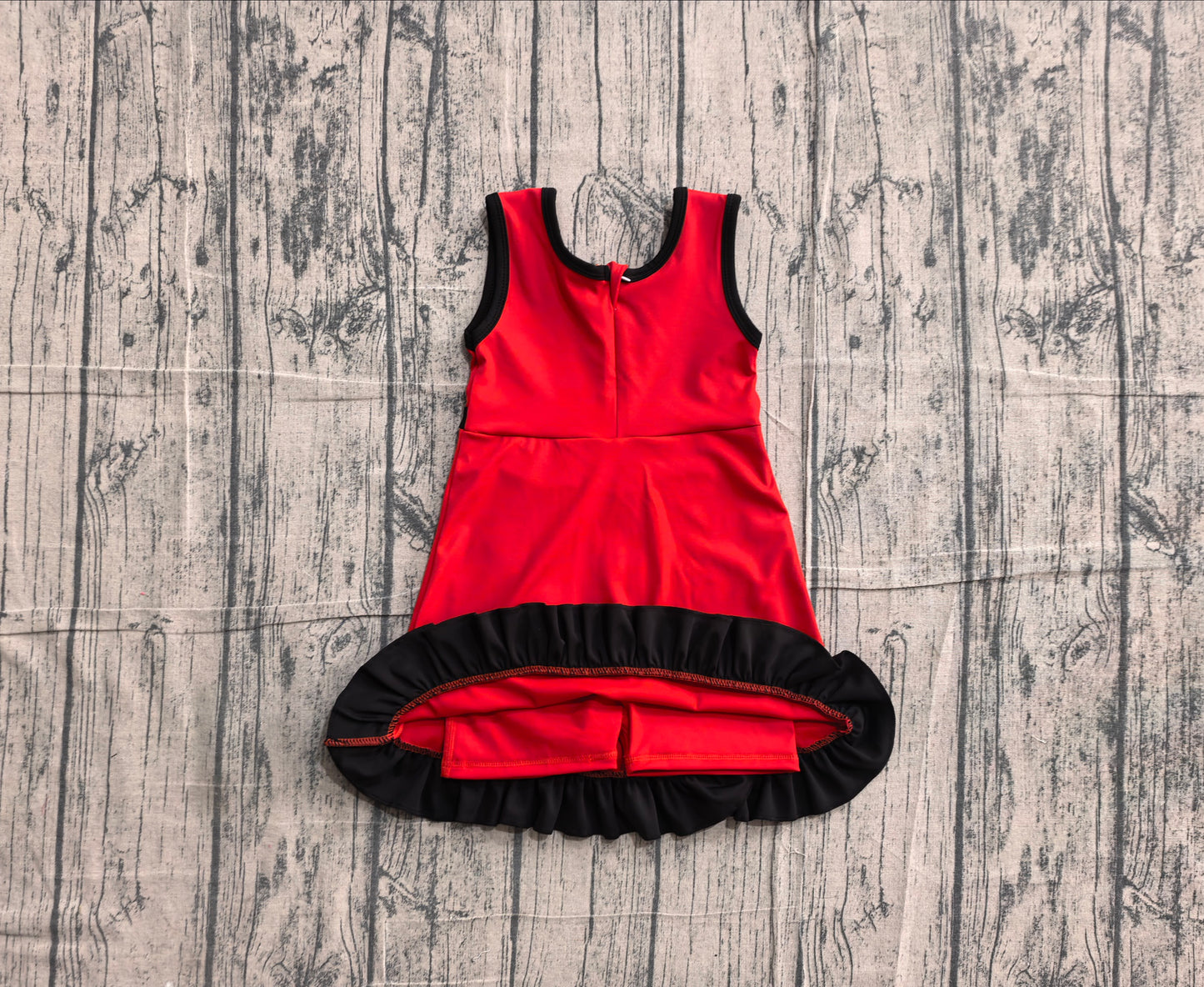 Baby Girls Red Black Sleeveless Yoga Active Short Knee Length Dress