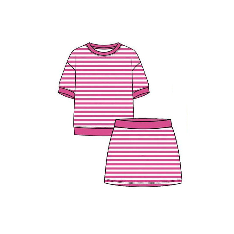 Baby Girls Pink Stripe Top Skirt Shorts Yoga Active Clothes Sets Preorder