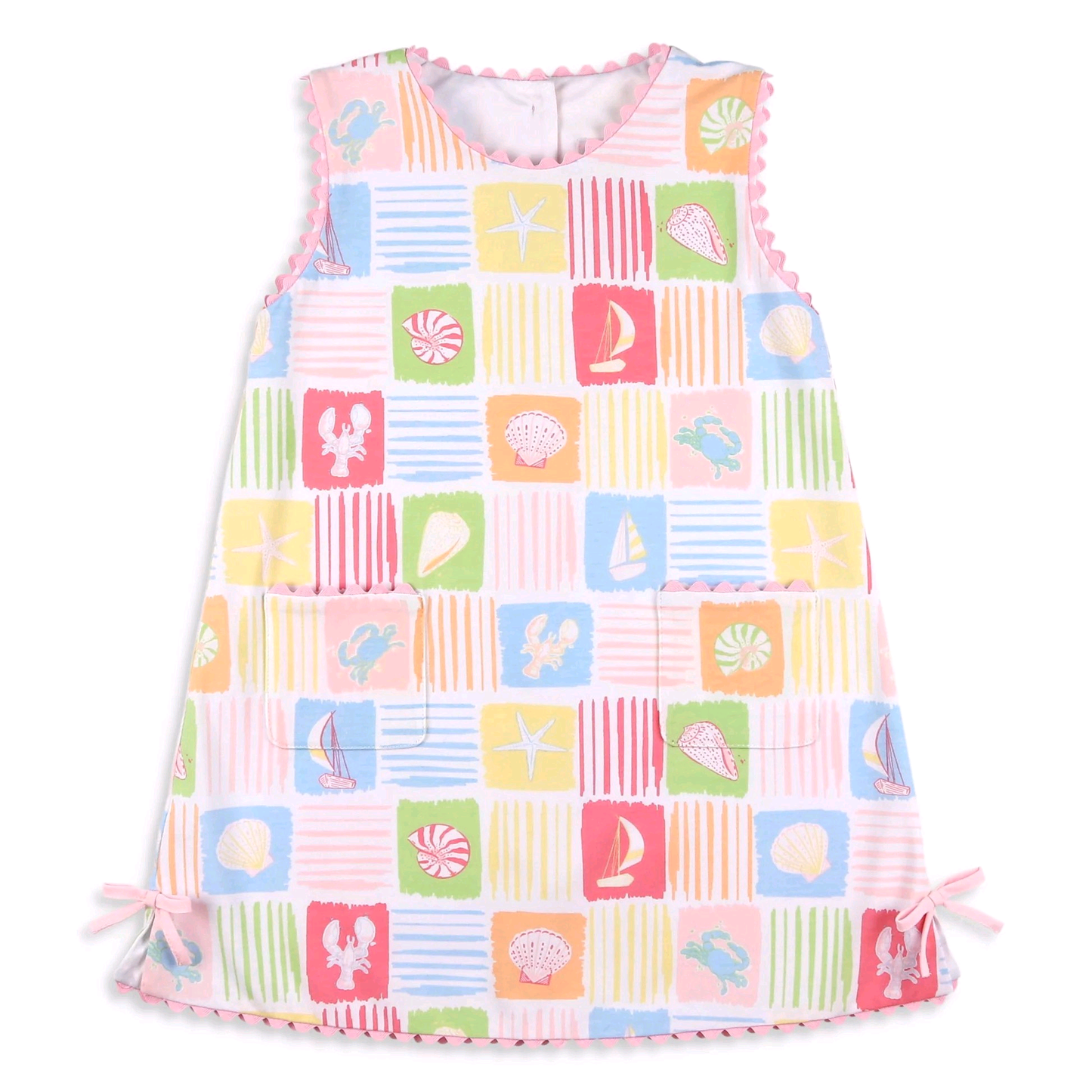 Baby Girls Sleeveless Colorful Checked Beach Knee Length Dresses Preorder