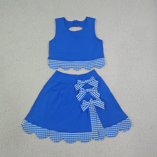 Baby Girls Sleeveless Vest Top Skirt Shorts Yoga Active Bows Scallop Clothes Sets