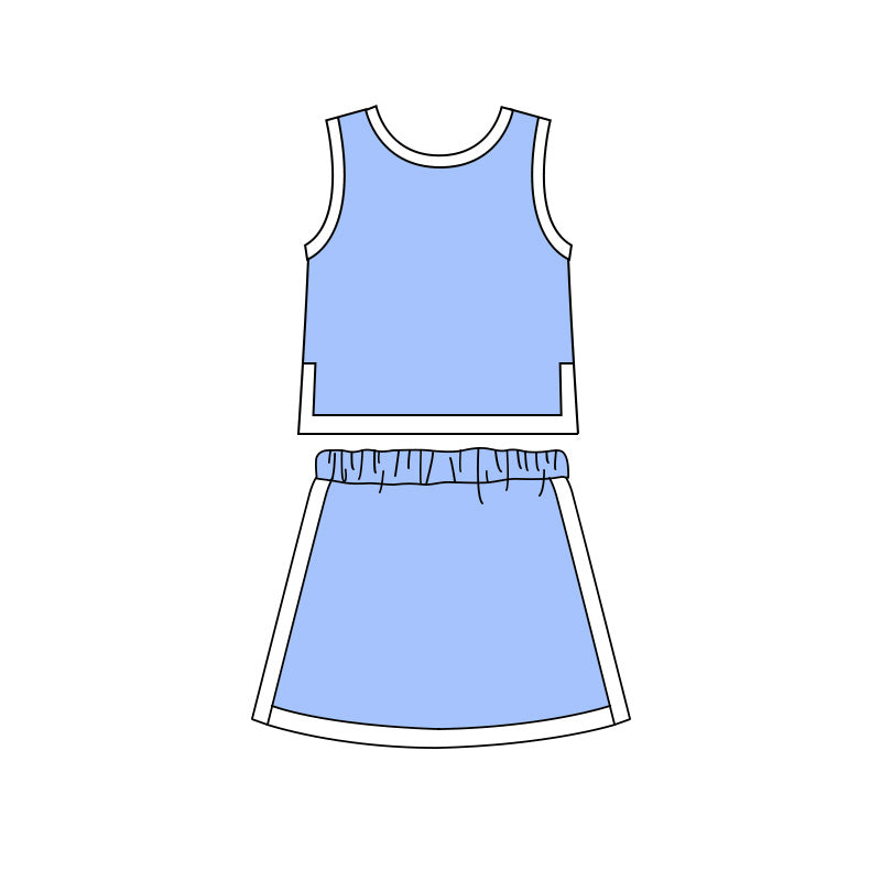 Baby Girls Blue Sleeveless Vest Top Skirt Short Clothes Sets Preorder