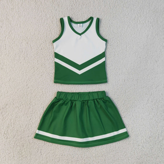 Baby Girls Green White Stripe Vest Skirt Shorts Team Yoga Active Clothes Sets