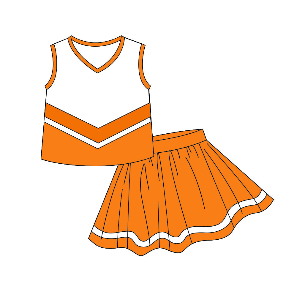 Baby Girls Orange Stripe Vest Top Skirt Shorts Team Yoga Active Clothes Sets Preorder