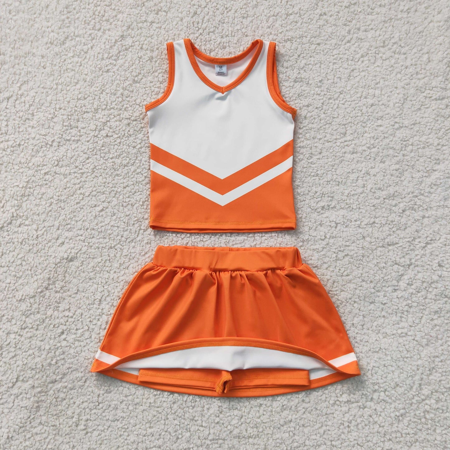 Baby Girls Orange White Stripe Vest Skirt Shorts Team Yoga Active Clothes Sets