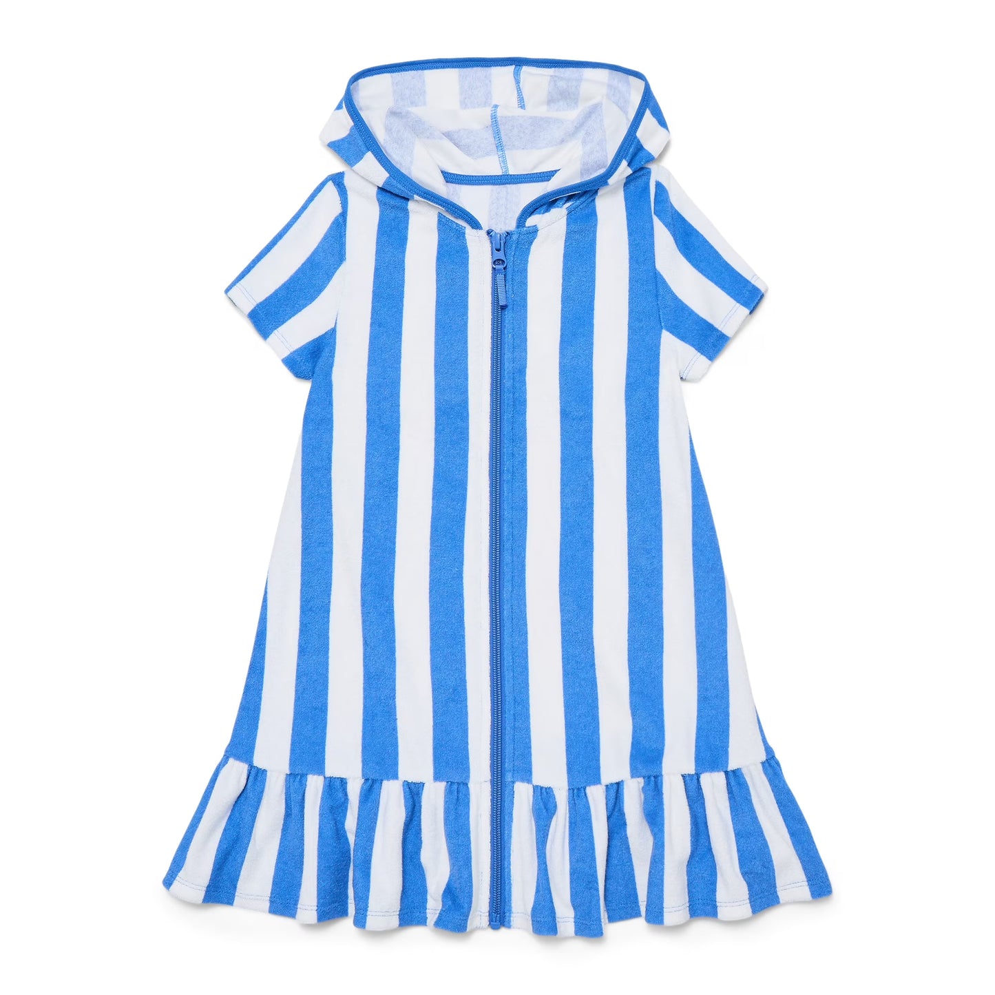 Baby Girls Blue Stripe Zip Hoodie Yoga Active Knee Length Dress Jackets Preorder