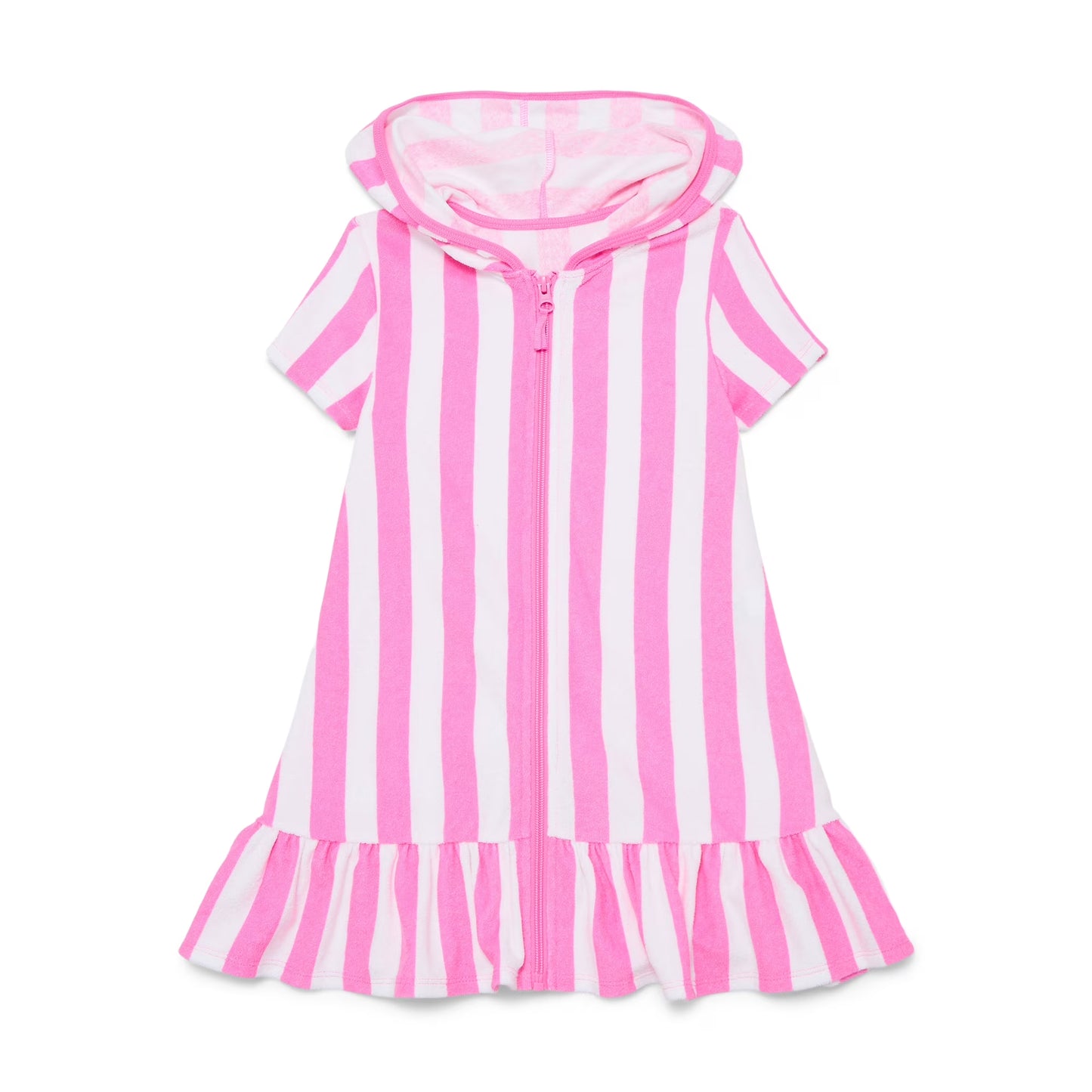 Baby Girls Pink Stripe Zip Hoodie Yoga Active Knee Length Dress Jackets Preorder