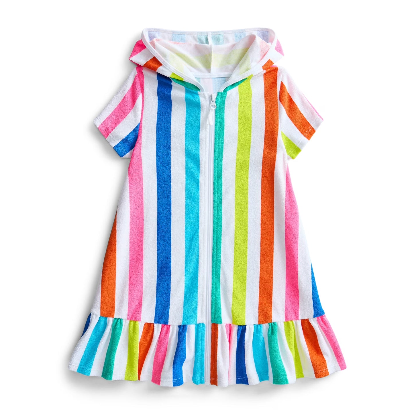 Baby Girls Rainbow Stripe Zip Hoodie Yoga Active Knee Length Dress Jackets Preorder