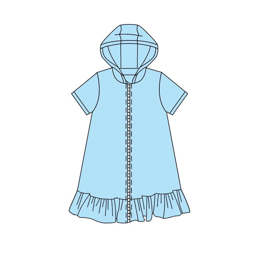 Baby Girls Blue Zip Hoodie Yoga Active Knee Length Dress Jackets Preorder