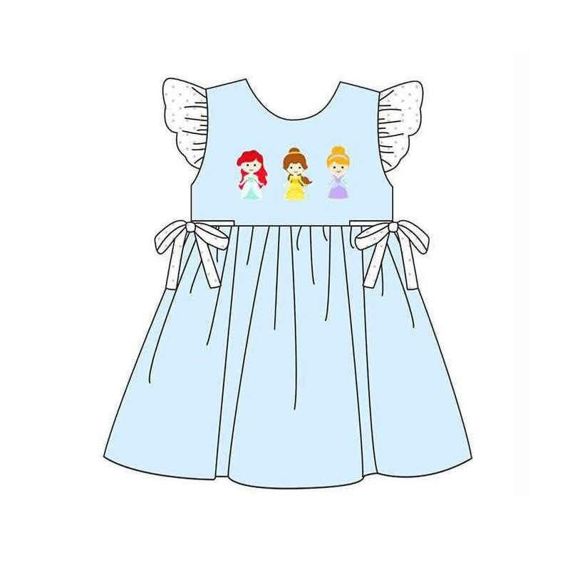 Baby Girls Flutter Sleeve Princesses Knee Length Dresses Preorder