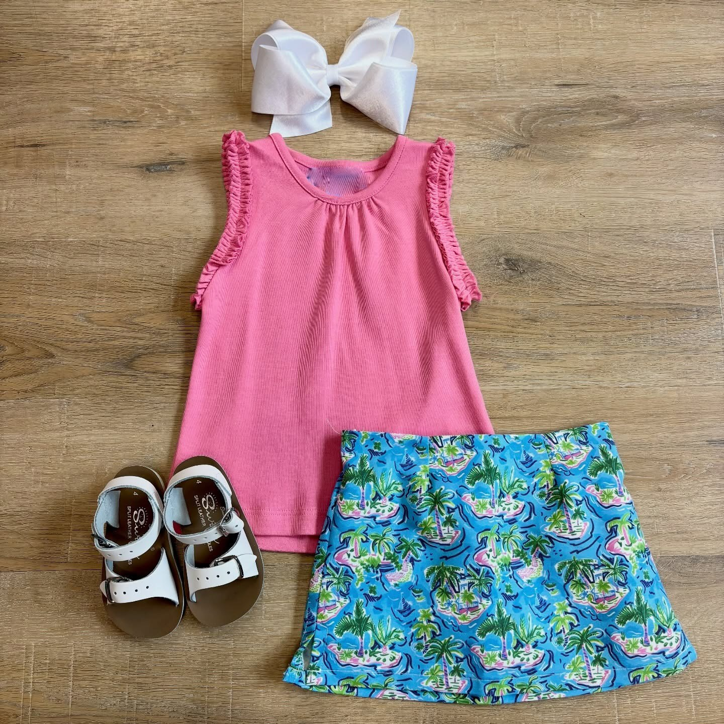 Baby Girls Hot Pink Cotton Shirt Tunic Sea World Yoga Active Skirt Short Clothes Set Preorder