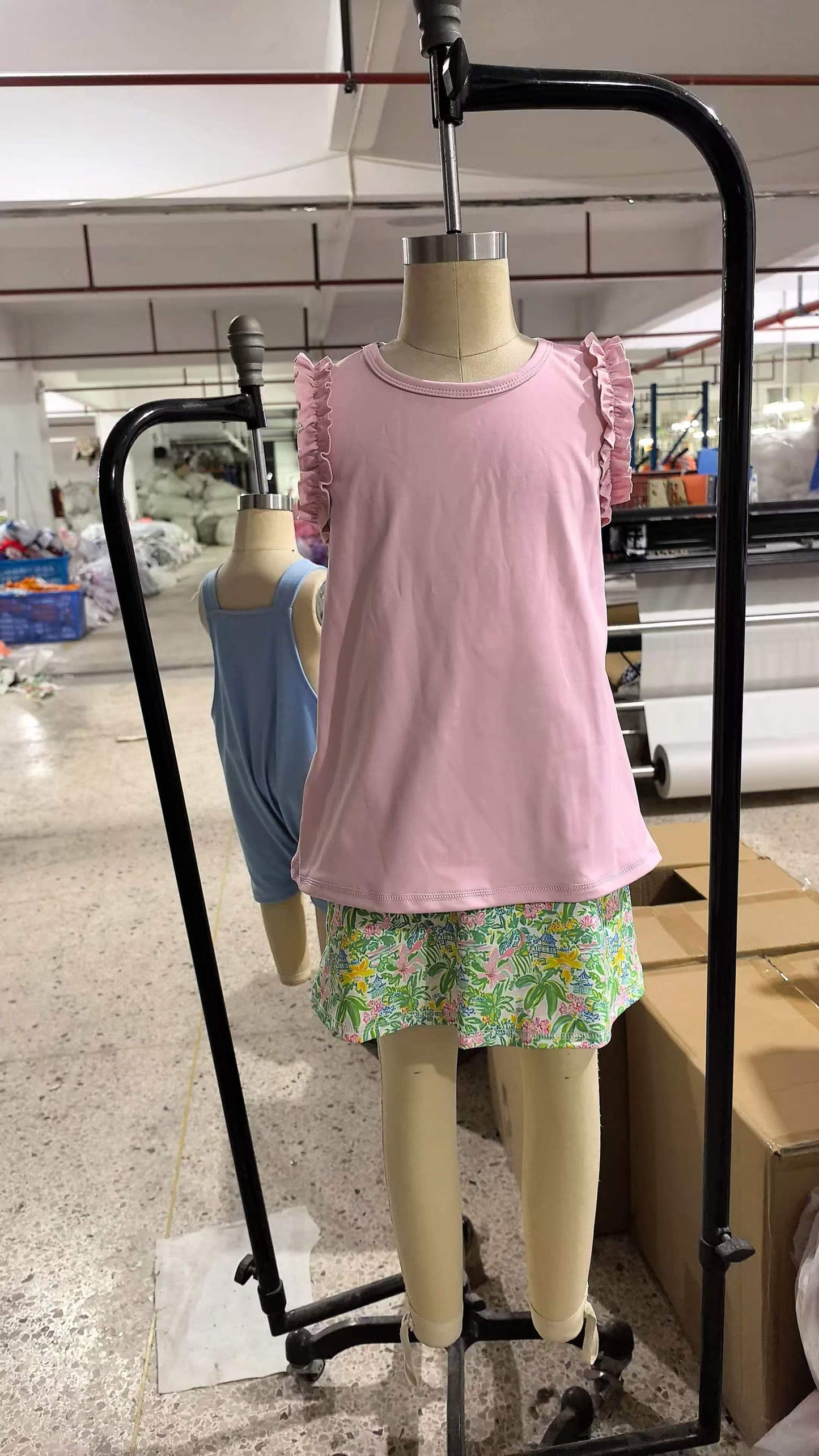 Baby Girls Pink Cotton Tunic Sea Plants Yoga Active Skirt Short Clothes Set