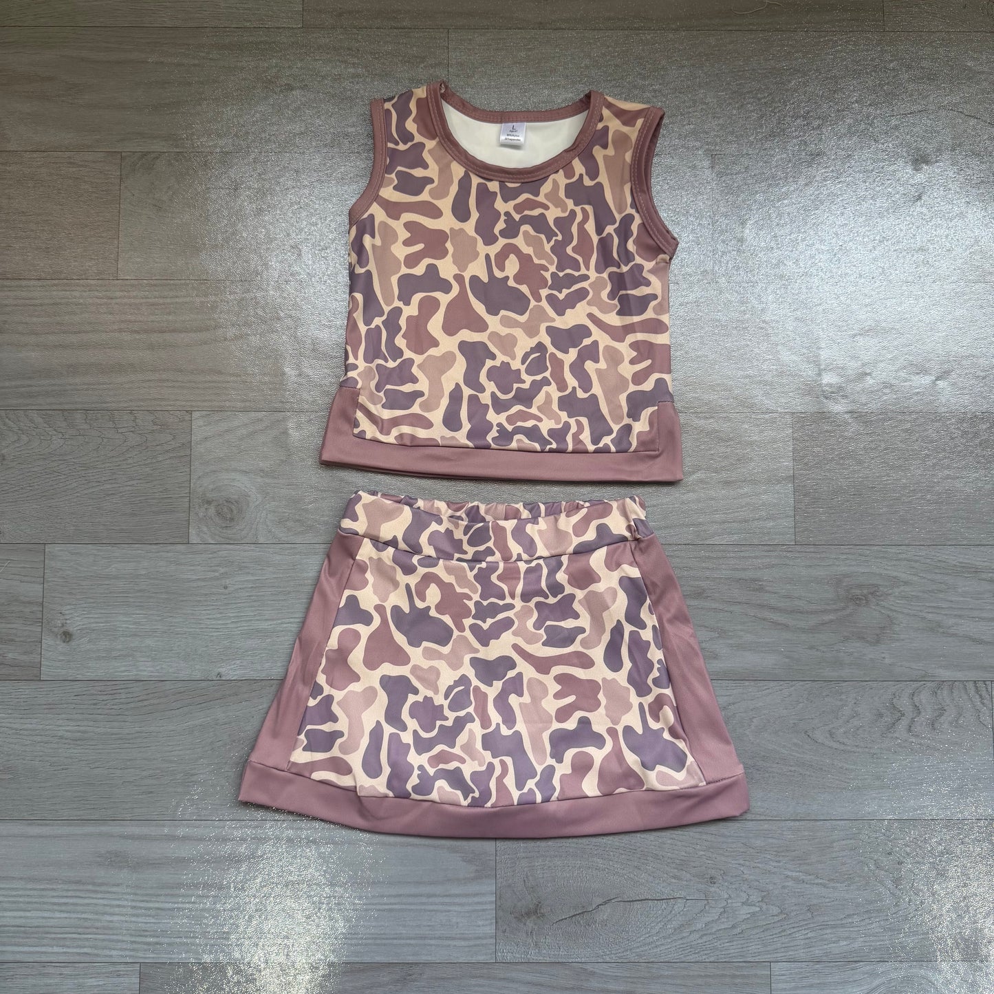 Baby Girls Southern Brown Camo Vest Skirt Short Yoga Active Clothes Set