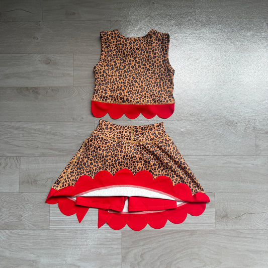Baby Girls Leopard Vest Bows Skirt Short Yoga Active Scallop Clothes Set Preorder