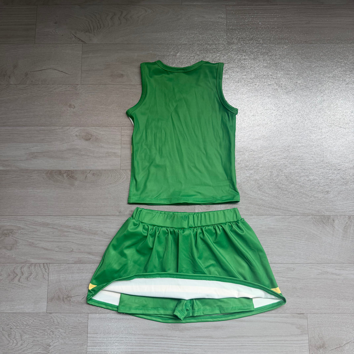 Baby Girls Green Yellow Stripe Vest Skirt Short Yoga Active Team Clothes Set