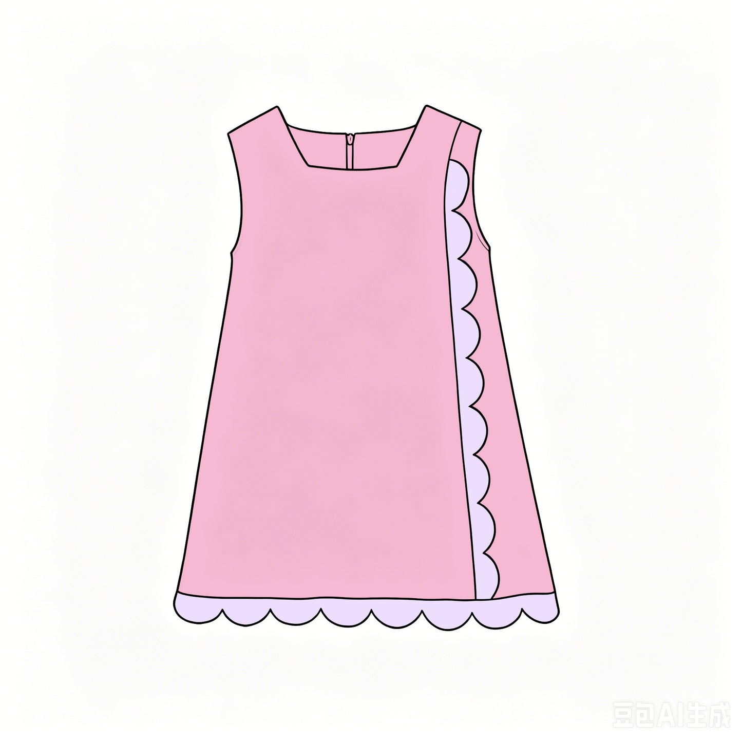 Preorder moq 5 Baby Girls Pink Sleeveless Yoga Active Scallop Knee Length Dresses