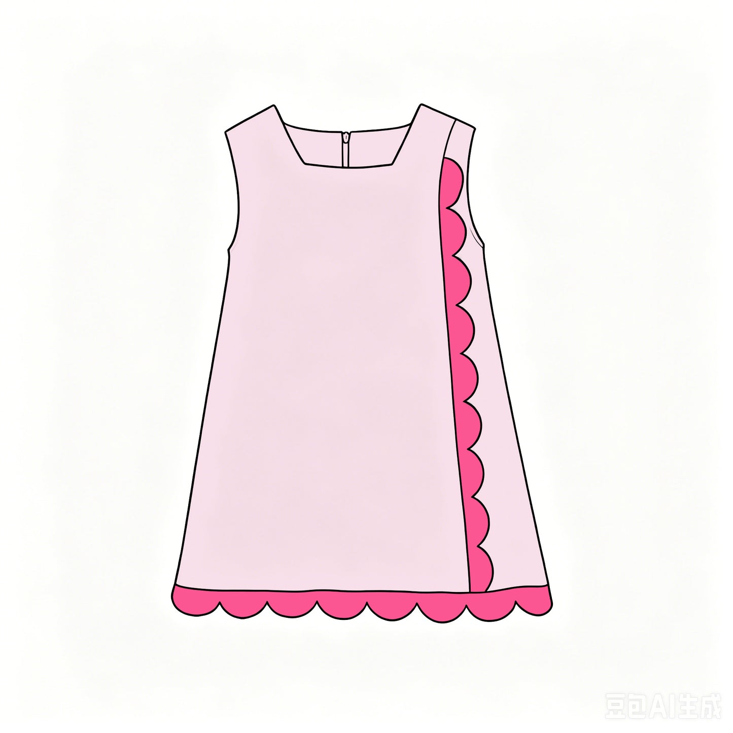 Preorder moq 5 Baby Girls Pink Sleeveless Yoga Active Scallop Knee Length Dresses