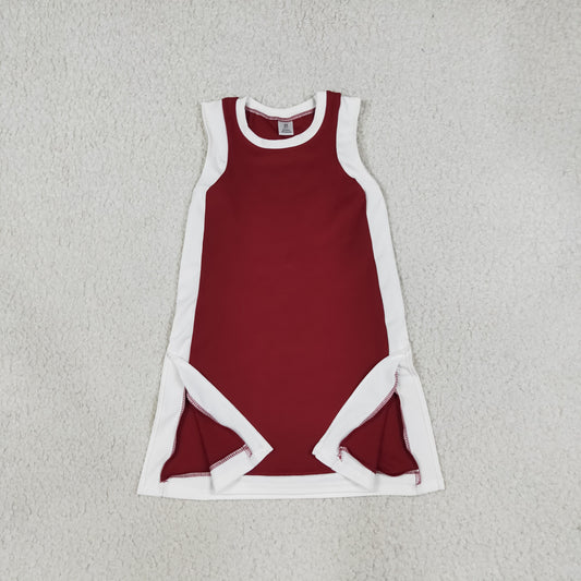 Baby Girls Sleeveless White Maroon Yoga Active Knee Length Dresses