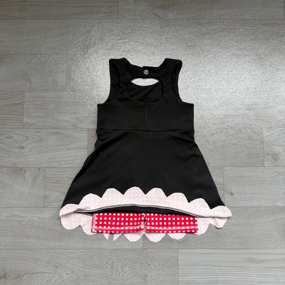 Baby Girls Black Red Yoga Active Short Bows Scallop Knee Length Dress