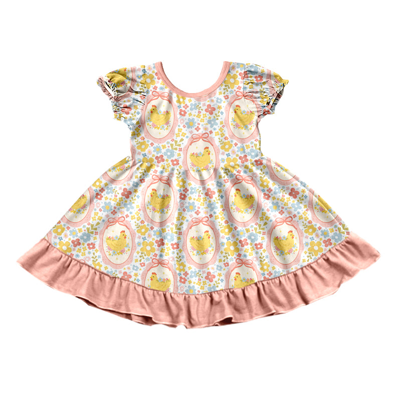 Baby Girls Chicks Flowers Eater Ruffle Knee Length Dress Preorder(副本)