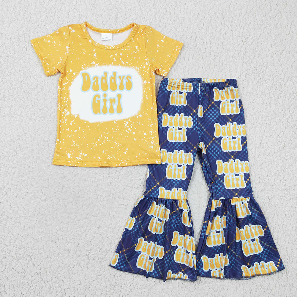 Sibling Baby Girls Daddy Girls Western Shirts Bell Pants Clothes Sets