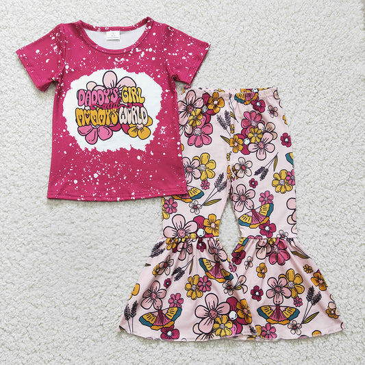 Sibling Baby Girls Daddy Girls Western Shirts Bell Pants Clothes Sets