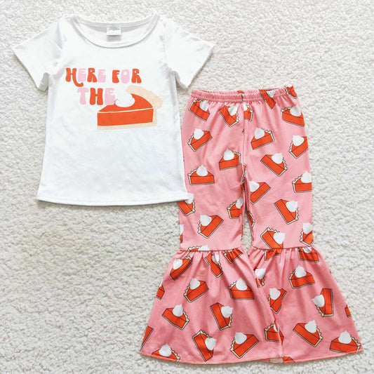 Sibling Baby Girls Pies Thanksgiving Shirt Bell Pants Outfits Sets