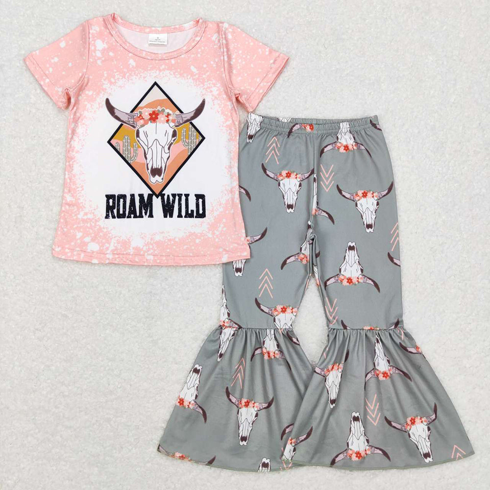 Sibling Baby Girls Western Shirts Bell Bottom Pants Outfits Sets
