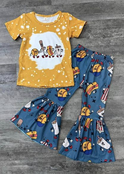 Baby Girls Softball Tee Shirts Bell Pants Clothing Sets preorder