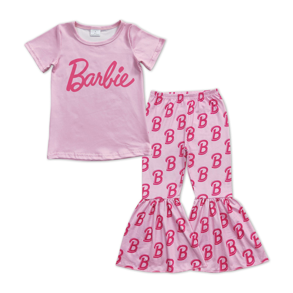 Baby GirlS Pink Doll Bar Short Sleeve Top B Bell Pants Clothing Sets