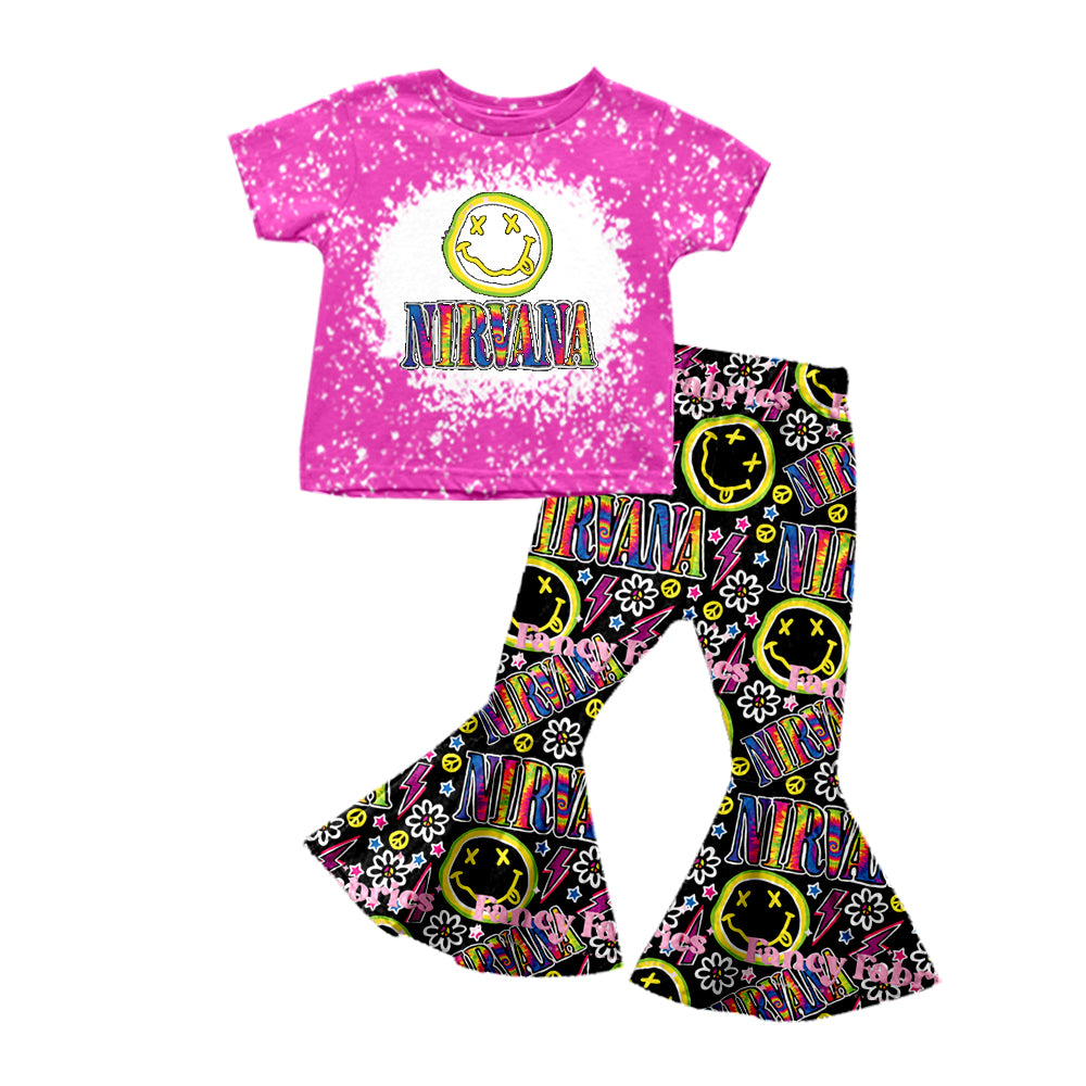 Baby Girls Smile Bleached Shirt Bell Pants Clothes Sets Preorder