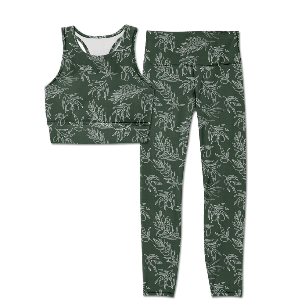 Adult Women Leaves Vest Top Pants Yogo Sports Clothes Sets Preorder