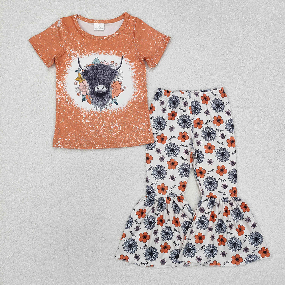 Sibling Baby Girls Western Shirts Top Bell Bottom Pants Outfits