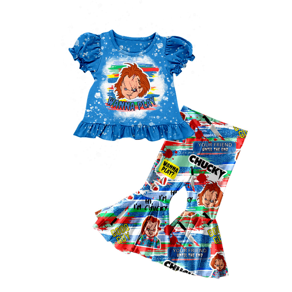 Baby Girls Horror Halloween Top Bell Bottom Pants Clothes Sets Preorder