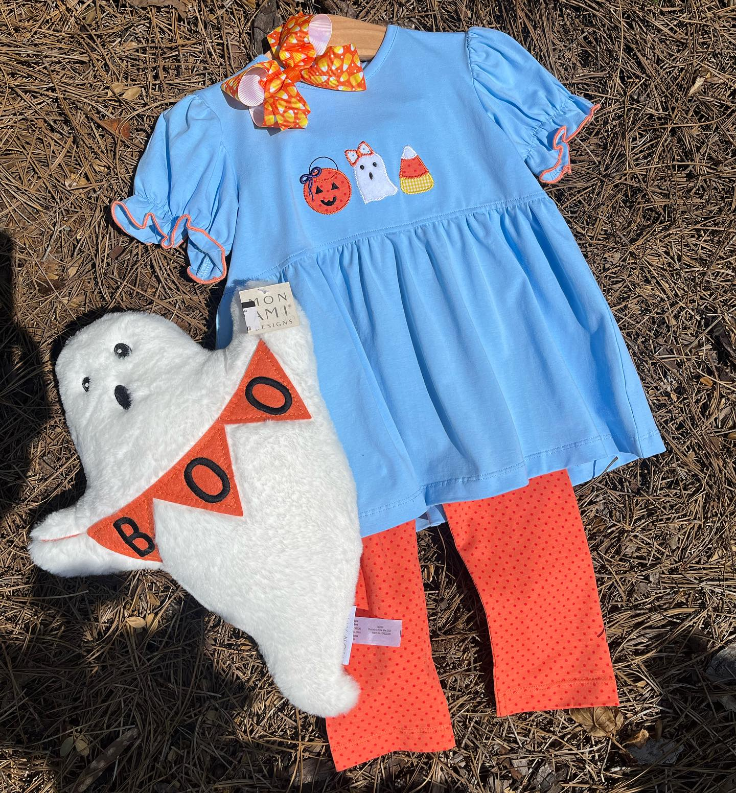 Baby Girls Blue Halloween Pumpkin Tunic Legging Clothes Sets Preorder