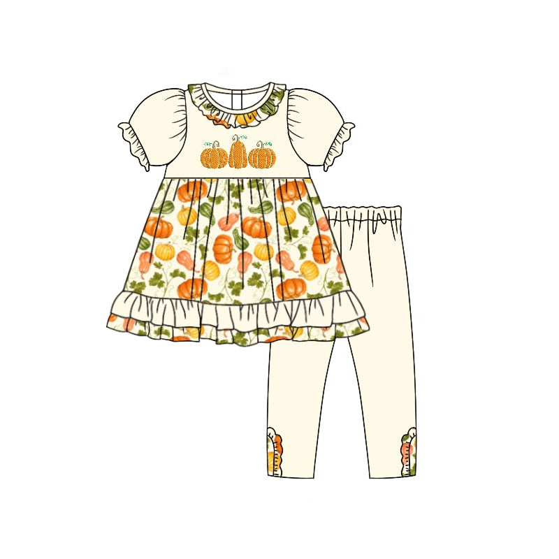 Baby Girls Pumpkin Leaves Tunic Top Legging Clothes Sets Preorder