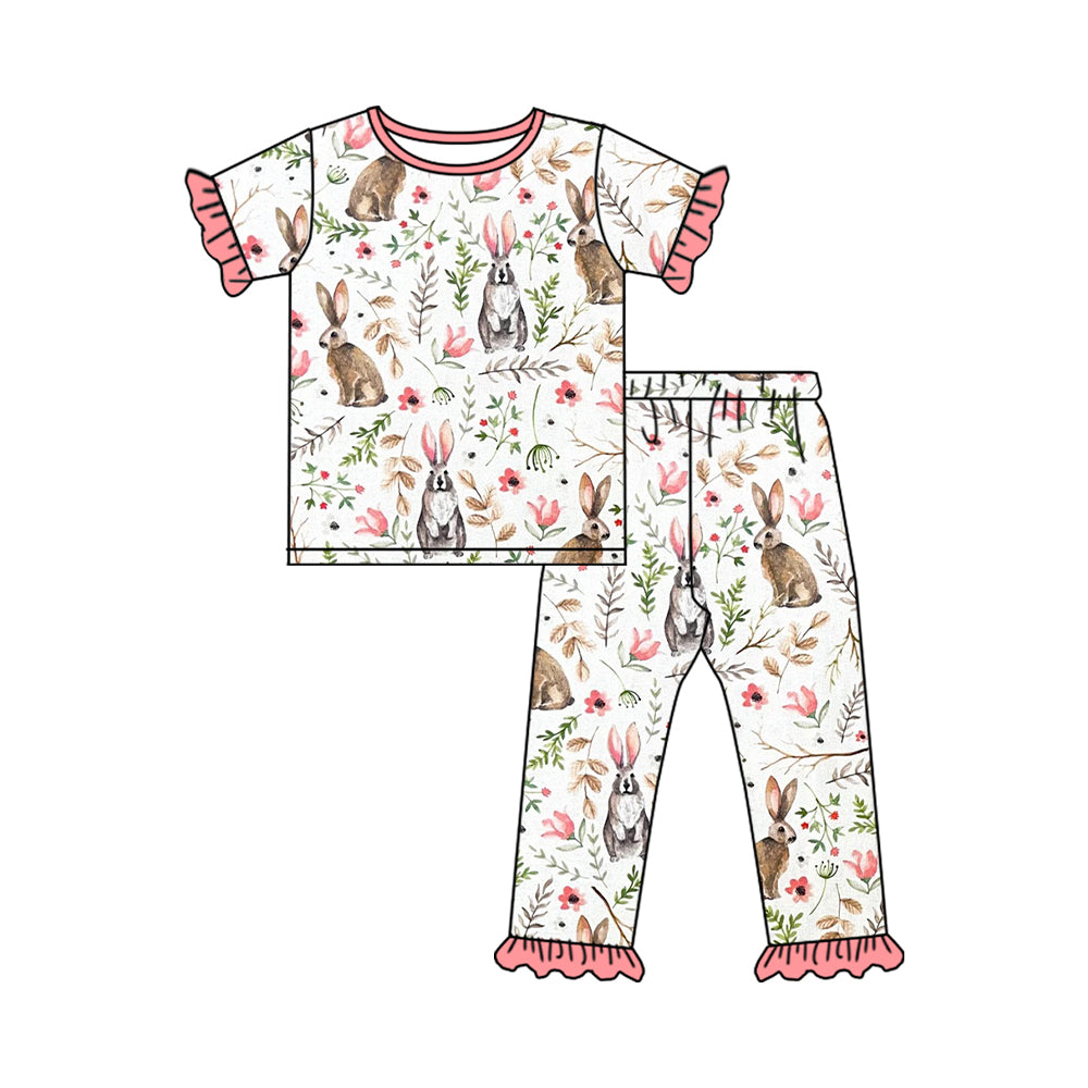 Baby Girls Easter Rabbit Pink Top Pants Pajamas Clothes Sets Preorder