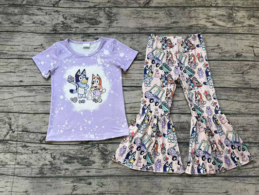 Baby Girls Dog Easter Rabbits Shirt Bell Pants Clothes Sets