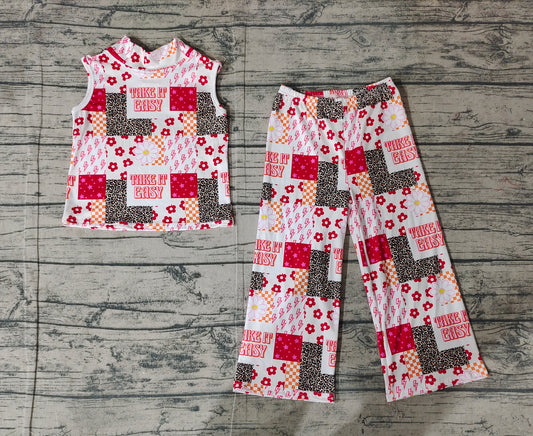 Baby Girls Western Easy Flowers Top Bell Pants Clothes Sets