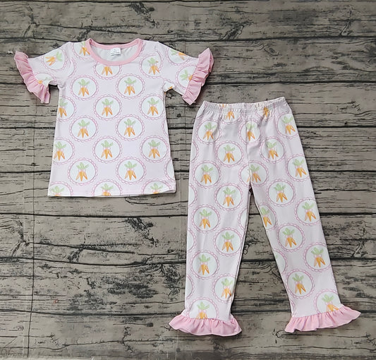 Baby Girls Spring Easter Carrots Shirt Pants Pajamas Sets