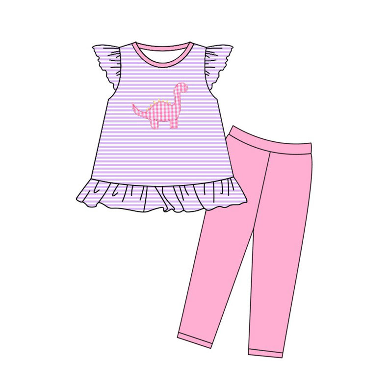 Baby Girls Stripe Dinosaurs Tunic Leggings Clothes Sets Preorder