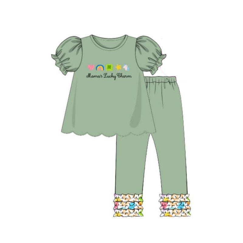 Baby Girls Clovers Rainbows Tunic Ruffle Leggings St Patrick Clothes Sets Preorder