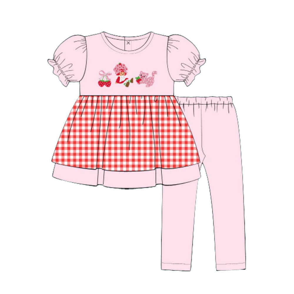 Baby Strawberry Girls Checked Tunic Leggings Pants Clothes Sets Preorder