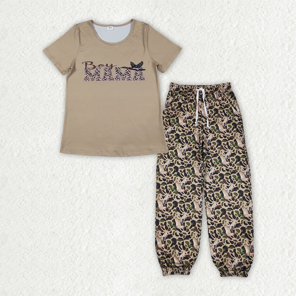 Adult Women Southern Camo Mama's Boy Ducks Top Pockets Jogger Hunting Clothes Sets
