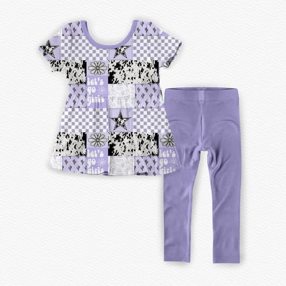 Baby Girls Let's Go Girls Turquoises Cactus Tunic Legging Pants Western Clothes Set Preorder