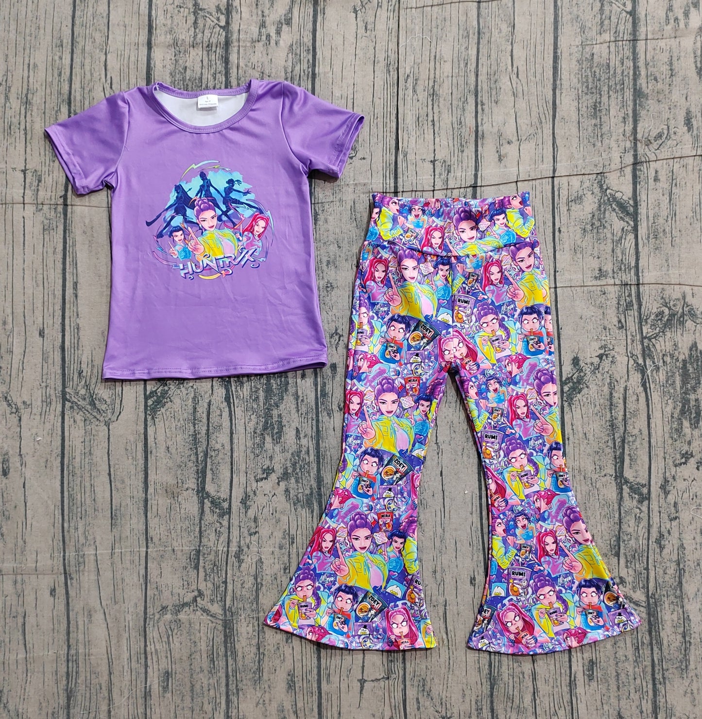 Baby Girls Demon Hunter Top Bell Bottom Pants Clothes Sets