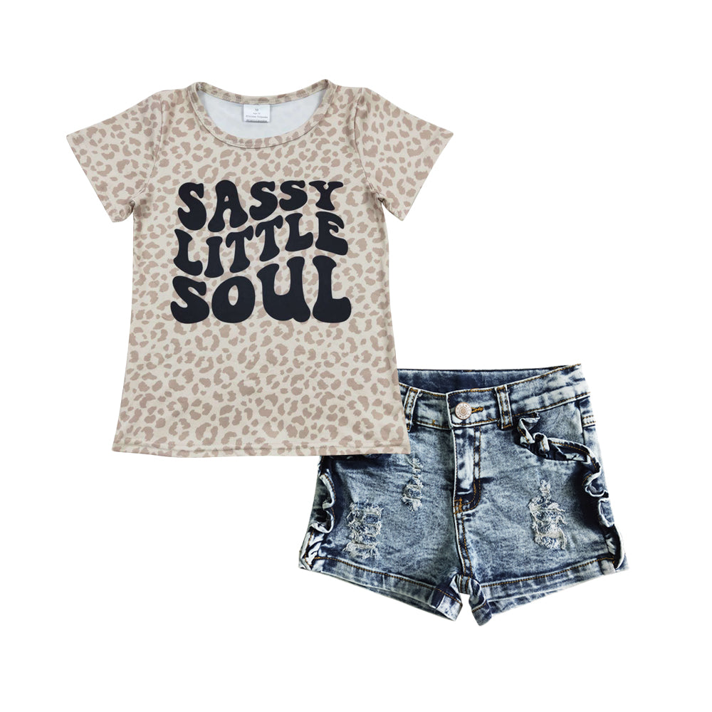 Baby Girls Sassy Little Soul Denim Shorts Clothes Sets