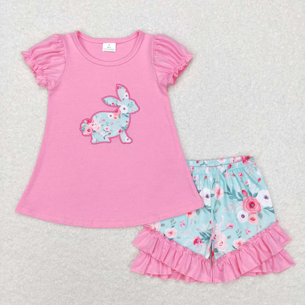 Sibling Baby Girls Easter Floral Rabbit Bows Rompers Clothes Sets