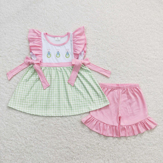 Sibling Boys Baby Girls Easter Bunny Bows Rompers Clothes Sets